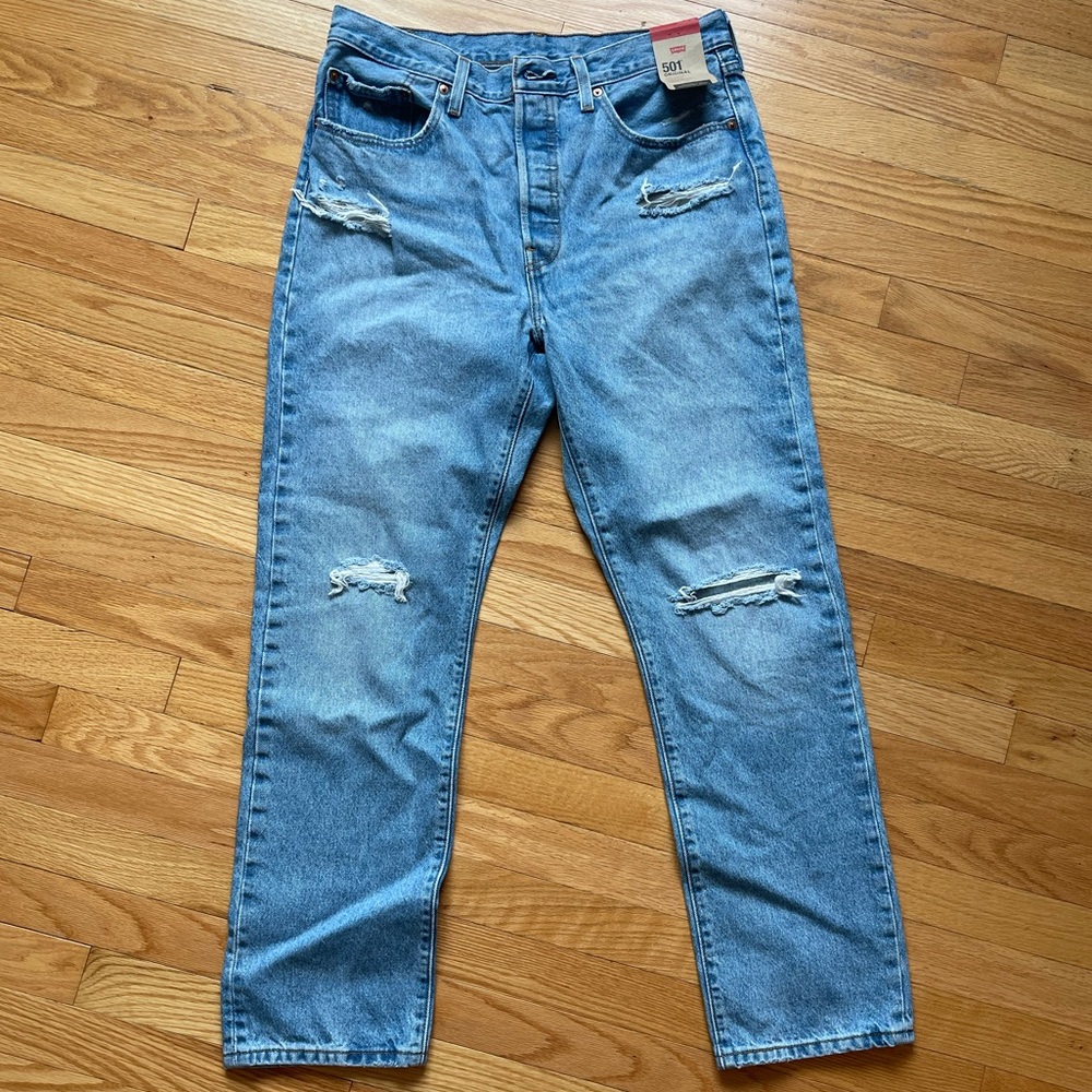 Levi's 501 Distressed Button Fly Straight Leg